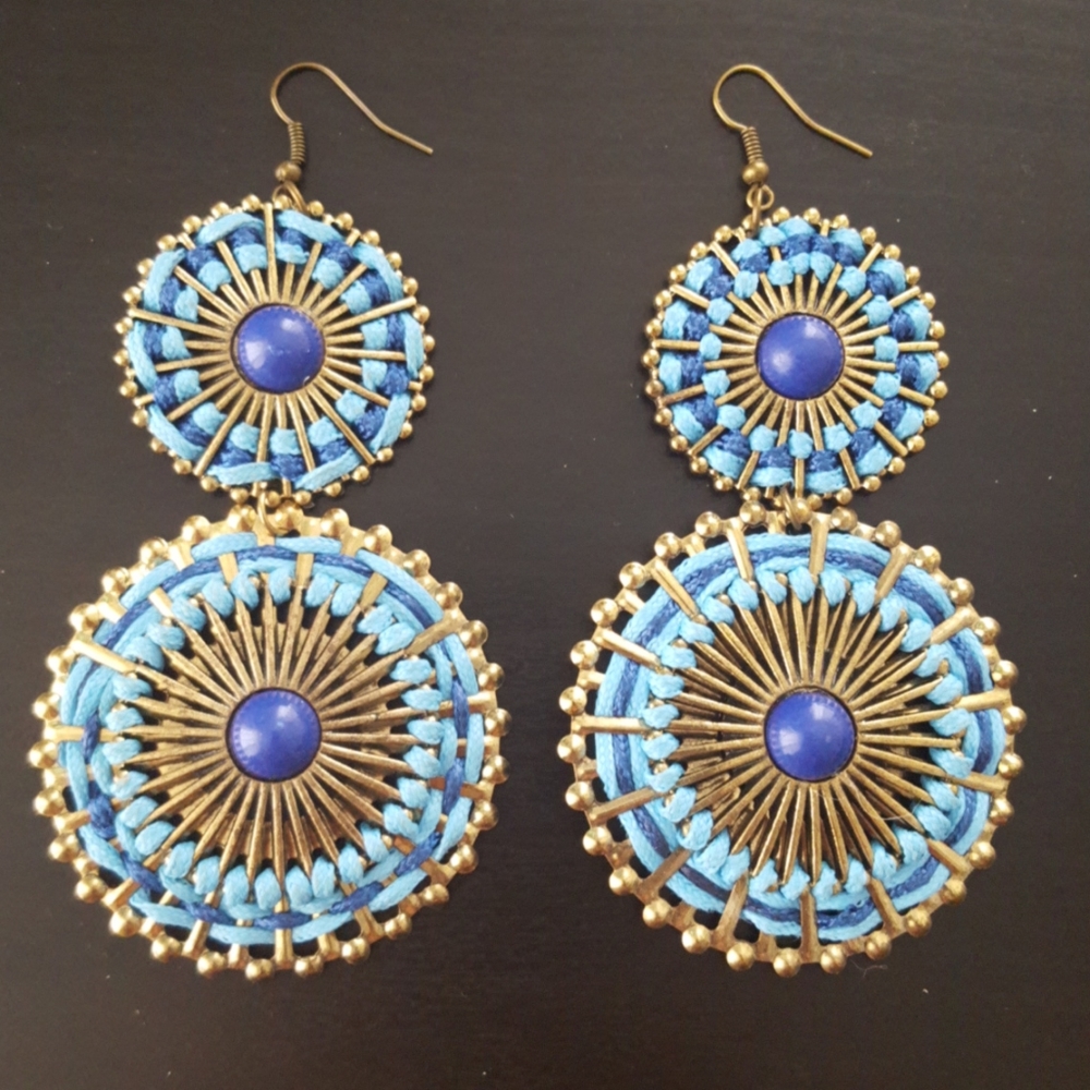 Boho Blue Earrings Huge!